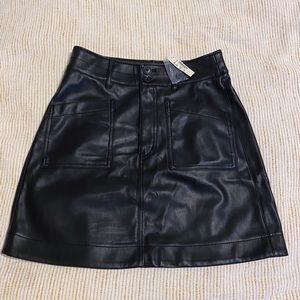 Madewell Black Vegan Leather A-line Skirt